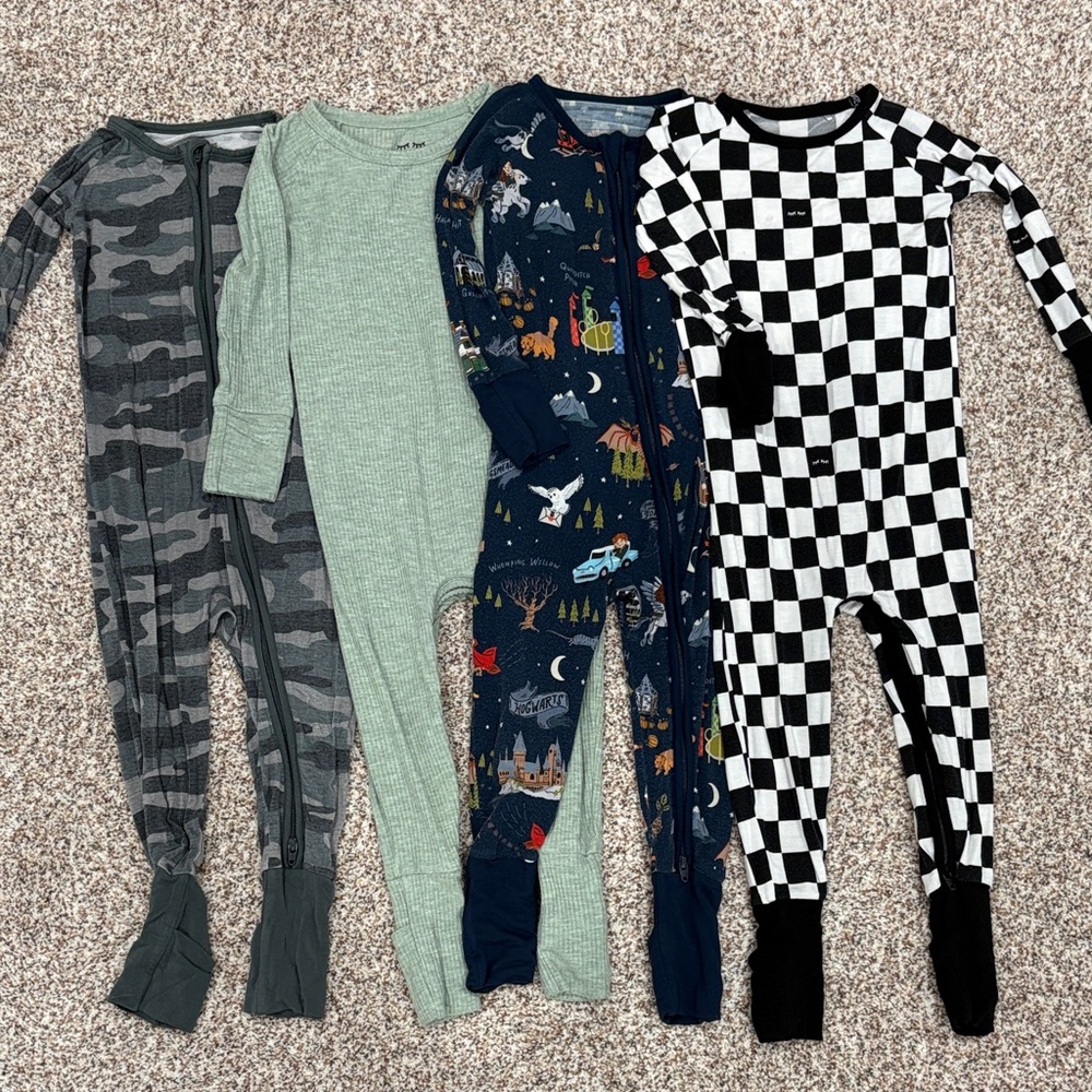 Little Sleepies Lot SZ 12-18M Harry Potter Camo Cool Checks Solid Ribbed